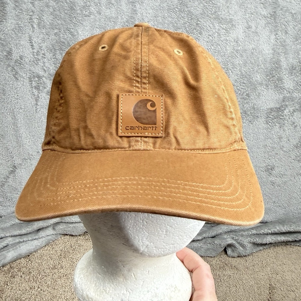 Carhartt‎ Hat O/S Adjustable Strap Brown Cotton Canvas Cap Logo Patch Grunge